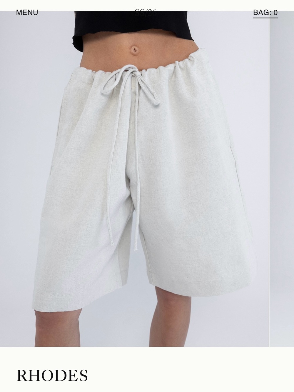 Brule RHODES Natural Linen Drawstring Bermuda Shorts